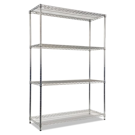 Alera Wire Shelving Unit, 18"D x 48"W x 72"H, 4 Shelves, Silver, Depth: 18" ALESW504818SR
